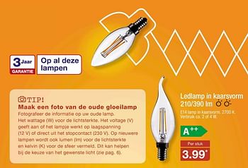 Aanbiedingen Ledlamp in kaarsvorm 210-390 lm - Huismerk - Aldi - Geldig van 18/09/2017 tot 23/09/2017 bij Aldi