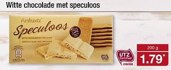 Aanbiedingen Witte chocolade met speculoos - Ambiente - Geldig van 18/09/2017 tot 23/09/2017 bij Aldi