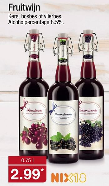 Aanbiedingen Fruitwijn - Rode wijnen - Geldig van 18/09/2017 tot 23/09/2017 bij Aldi