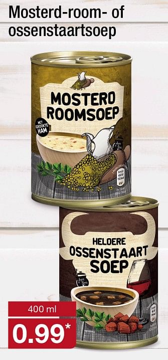 Aanbiedingen Mosterd-room- of ossenstaartsoep - Huismerk - Aldi - Geldig van 18/09/2017 tot 23/09/2017 bij Aldi