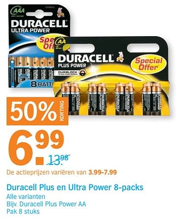 Aanbiedingen Duracell plus en ultra power - Duracell - Geldig van 18/09/2017 tot 24/09/2017 bij Albert Heijn