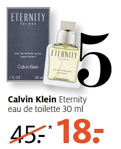 Aanbiedingen Calvin klein eternity eau de toilette - Calvin Klein - Geldig van 18/09/2017 tot 24/09/2017 bij Etos