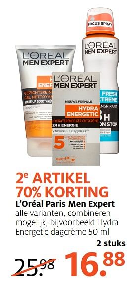 Aanbiedingen Hydra energetic dagcrème - L'Oreal Paris - Geldig van 18/09/2017 tot 24/09/2017 bij Etos