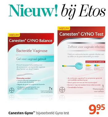 Aanbiedingen Gyno test - Canesten - Geldig van 18/09/2017 tot 24/09/2017 bij Etos