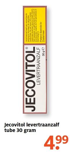 Aanbiedingen Jecovitol levertraanzalf tube - Jecovitol - Geldig van 18/09/2017 tot 24/09/2017 bij Etos