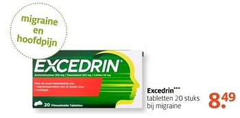 Aanbiedingen Excedrin tabletten bij migraine - Excedrin - Geldig van 18/09/2017 tot 24/09/2017 bij Etos