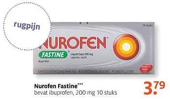 Aanbiedingen Nurofen fastine bevat ibuprofen - Nurofen - Geldig van 18/09/2017 tot 24/09/2017 bij Etos