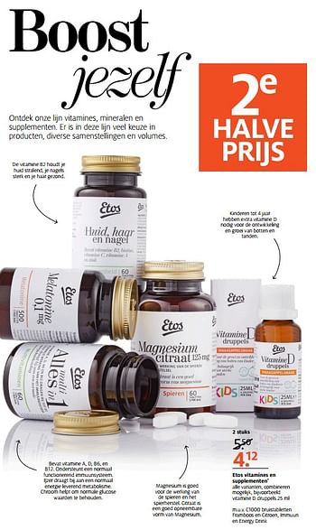 Aanbiedingen Vitamine d druppels - Huismerk - Etos - Geldig van 18/09/2017 tot 24/09/2017 bij Etos