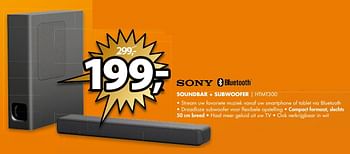 Aanbiedingen Sony soundbar + subwoofer htmt300 - Sony - Geldig van 18/09/2017 tot 24/09/2017 bij Expert