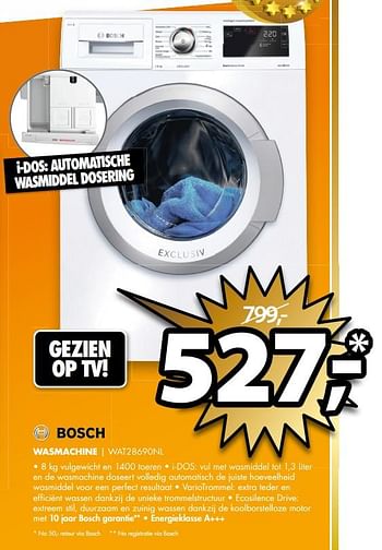 Aanbiedingen Bosch wasmachine wat28690nl - Bosch - Geldig van 18/09/2017 tot 24/09/2017 bij Expert
