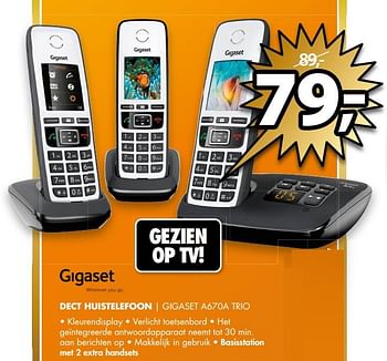 Aanbiedingen Gigaset dect huistelefoon gigaset a670a trio - Gigaset - Geldig van 18/09/2017 tot 24/09/2017 bij Expert