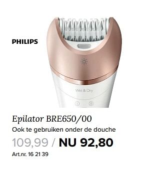 Aanbiedingen Epilator bre650-00 ook te gebruiken onder de douche - Philips - Geldig van 18/09/2017 tot 24/09/2017 bij Kijkshop