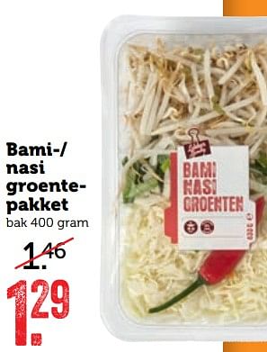 Aanbiedingen Bami-- nasi groentepakket - Huismerk - Coop - Geldig van 18/09/2017 tot 24/09/2017 bij Coop