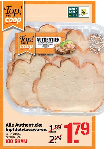 Aanbiedingen Alle authentieke kipfiletvleeswaren - Huismerk - Coop - Geldig van 18/09/2017 tot 24/09/2017 bij Coop