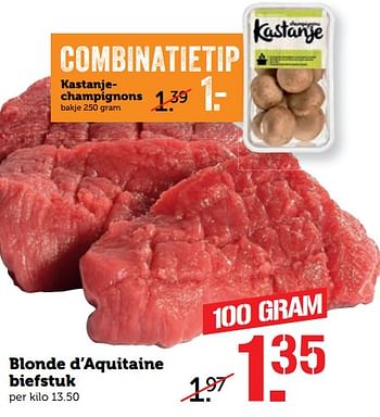 Aanbiedingen Blonde d`aquitaine biefstuk - Huismerk - Coop - Geldig van 18/09/2017 tot 24/09/2017 bij Coop