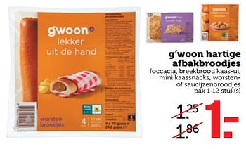 Aanbiedingen G`woon hartige afbakbroodjes - Gâ€™woon - Geldig van 18/09/2017 tot 24/09/2017 bij Coop