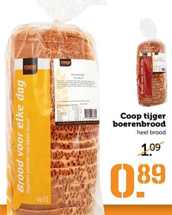 Aanbiedingen Coop tijger boerenbrood - Huismerk - Coop - Geldig van 18/09/2017 tot 24/09/2017 bij Coop
