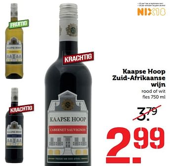 Aanbiedingen Kaapse hoop zuid-afrikaanse wijn - Rode wijnen - Geldig van 18/09/2017 tot 24/09/2017 bij Coop