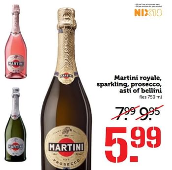 Aanbiedingen Martini royale, sparkling, prosecco, asti of bellini - Martini - Geldig van 18/09/2017 tot 24/09/2017 bij Coop