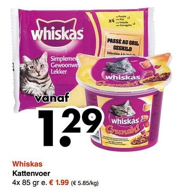 Aanbiedingen Whiskas kattenvoer - Whiskas - Geldig van 18/09/2017 tot 30/09/2017 bij Wibra