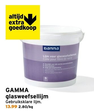 Aanbiedingen Gamma glasweefsellijm - Huismerk - Gamma - Geldig van 18/09/2017 tot 01/10/2017 bij Gamma