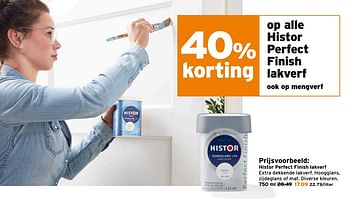 Aanbiedingen Histor perfect finish lakverf - Histor - Geldig van 18/09/2017 tot 01/10/2017 bij Gamma