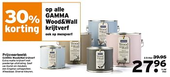 Aanbiedingen Gamma wood+wall krijtverf - Gamma - Geldig van 18/09/2017 tot 01/10/2017 bij Gamma