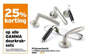Aanbiedingen Gamma deurkrukset retro zwart - Gamma - Geldig van 18/09/2017 tot 01/10/2017 bij Gamma