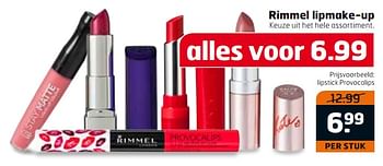 Aanbiedingen Lipstick provocalips - Rimmel - Geldig van 19/09/2017 tot 01/10/2017 bij Trekpleister