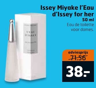 Aanbiedingen Issey miyake l`eau d`issey for her - Issey Miyake - Geldig van 19/09/2017 tot 01/10/2017 bij Trekpleister