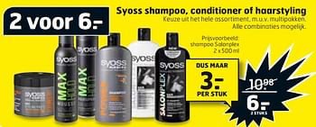 Aanbiedingen Shampoo salonplex - Syoss - Geldig van 19/09/2017 tot 01/10/2017 bij Trekpleister