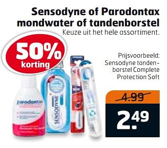 Aanbiedingen Sensodyne tandenborstel complete protection soft - Sensodyne - Geldig van 19/09/2017 tot 01/10/2017 bij Trekpleister