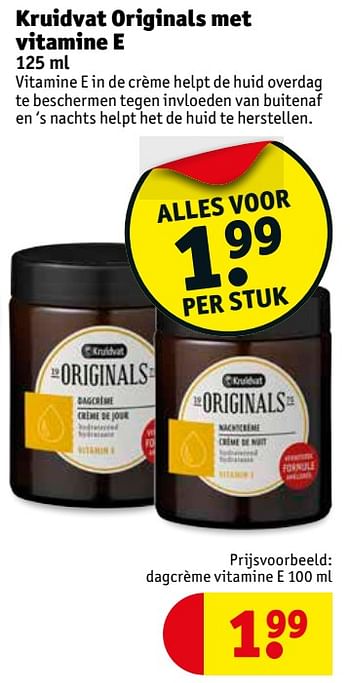 Aanbiedingen Dagcrème vitamine e - Huismerk - Kruidvat - Geldig van 19/09/2017 tot 24/09/2017 bij Kruidvat