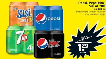 Aanbiedingen Pepsi, pepsi max, sisi of 7up - Pepsi - Geldig van 19/09/2017 tot 01/10/2017 bij Trekpleister
