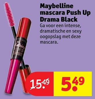 Aanbiedingen Maybelline mascara push up drama black - Maybelline - Geldig van 19/09/2017 tot 24/09/2017 bij Kruidvat