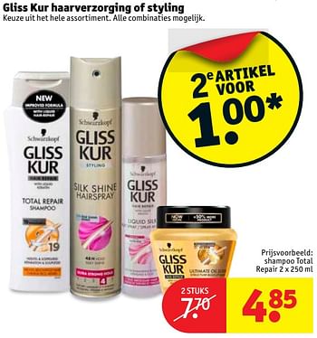 Aanbiedingen Shampoo total repair - Gliss Kur - Geldig van 19/09/2017 tot 24/09/2017 bij Kruidvat