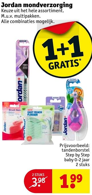 Aanbiedingen Tandenborstel step by step baby 0-2 jaar - Jordan - Geldig van 19/09/2017 tot 24/09/2017 bij Kruidvat