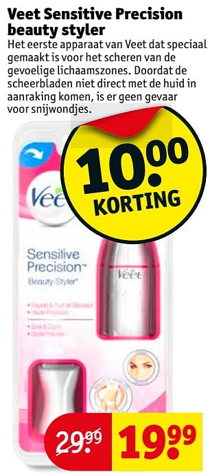 Aanbiedingen Veet sensitive precision beauty styler - Veet - Geldig van 19/09/2017 tot 24/09/2017 bij Kruidvat