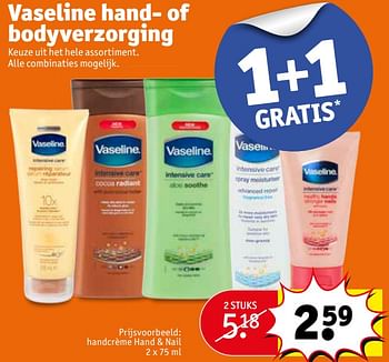 Aanbiedingen Handcrème hand + nail - Vaseline  - Geldig van 19/09/2017 tot 24/09/2017 bij Kruidvat