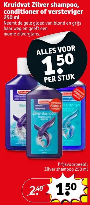 Aanbiedingen Zilver shampoo - Huismerk - Kruidvat - Geldig van 19/09/2017 tot 24/09/2017 bij Kruidvat