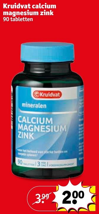 Aanbiedingen Kruidvat calcium magnesium zink - Huismerk - Kruidvat - Geldig van 19/09/2017 tot 24/09/2017 bij Kruidvat