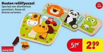 Aanbiedingen Houten reliëfpuzzel - Playing Kids - Geldig van 19/09/2017 tot 24/09/2017 bij Kruidvat