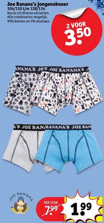 Aanbiedingen Joe banana`s jongensboxer - JOE BANANA - Geldig van 19/09/2017 tot 24/09/2017 bij Kruidvat