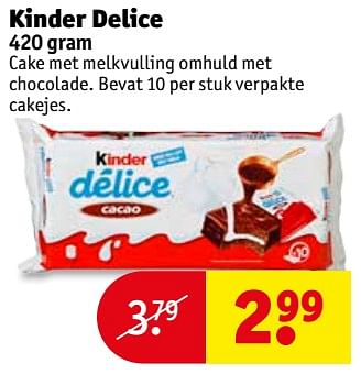Aanbiedingen Kinder delice - Kinder - Geldig van 19/09/2017 tot 24/09/2017 bij Kruidvat