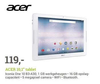 Aanbiedingen Acer 10,1 tablet iconia one 10 b3-a30 - Acer - Geldig van 18/09/2017 tot 01/10/2017 bij BCC