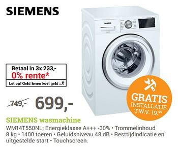 Siemens wasmachine wm14t550nl - Promotie