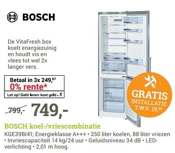 Aanbiedingen Bosch koel--vriescombinatie kge39bi41 - Bosch - Geldig van 18/09/2017 tot 01/10/2017 bij BCC