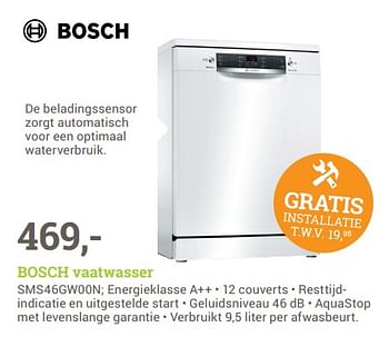 Aanbiedingen Bosch vaatwasser sms46gw00n - Bosch - Geldig van 18/09/2017 tot 01/10/2017 bij BCC