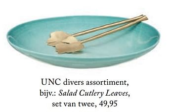 Aanbiedingen Unc salad cutlery leaves - Unc - Geldig van 05/09/2017 tot 01/03/2018 bij De Bijenkorf