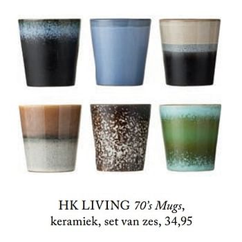 Aanbiedingen Hk living 70`s mugs,keramiek - HK Living - Geldig van 05/09/2017 tot 01/03/2018 bij De Bijenkorf